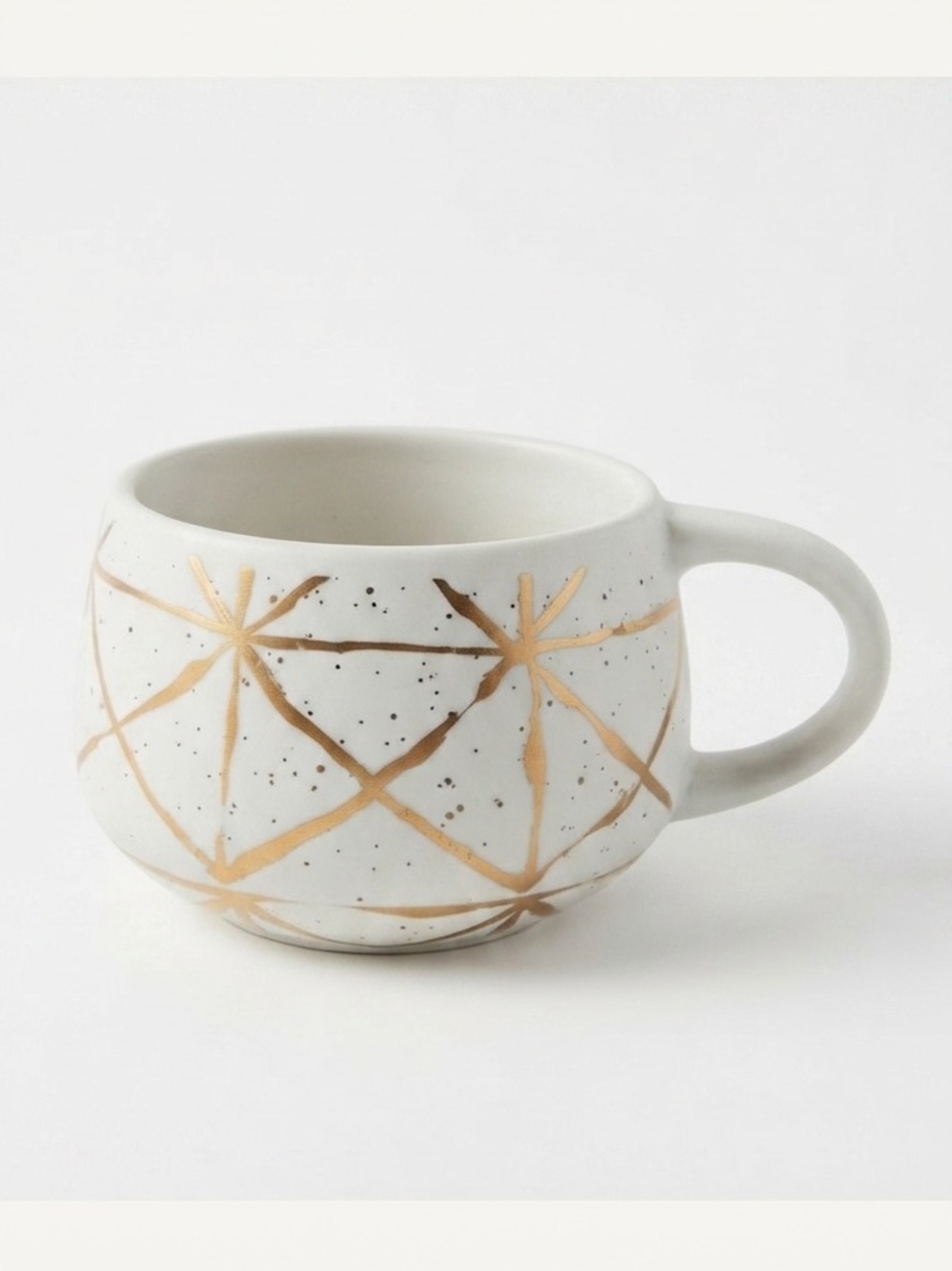 Anthropologie Oleanna Mug Gold Foil Starburst Geometric Ceramic Coffee Cup
